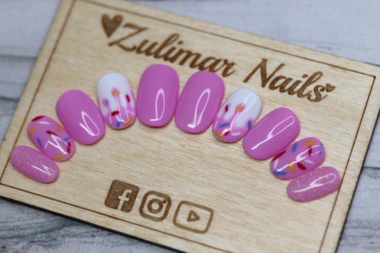 PINK WHITE DRIP YUMMY CAKE NAIL ART