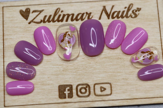 PINK PURPLE BEAUTIFUL GIRLY NAIL ART