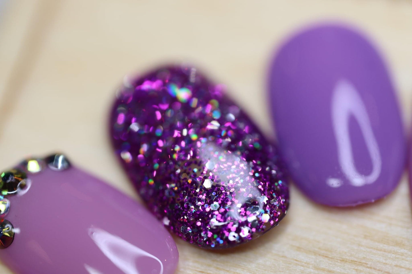 PURPLE GLITTER FANCY NAIL ART ✨