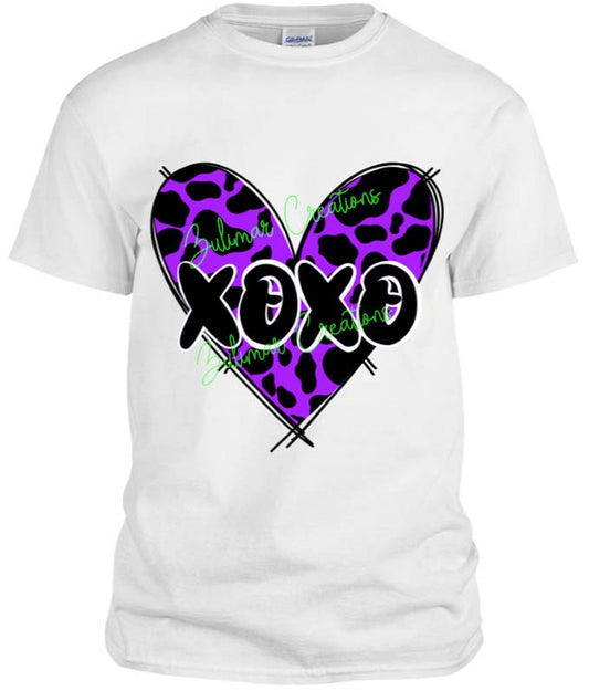 Xoxo Cow print Purple heart png digital HD file