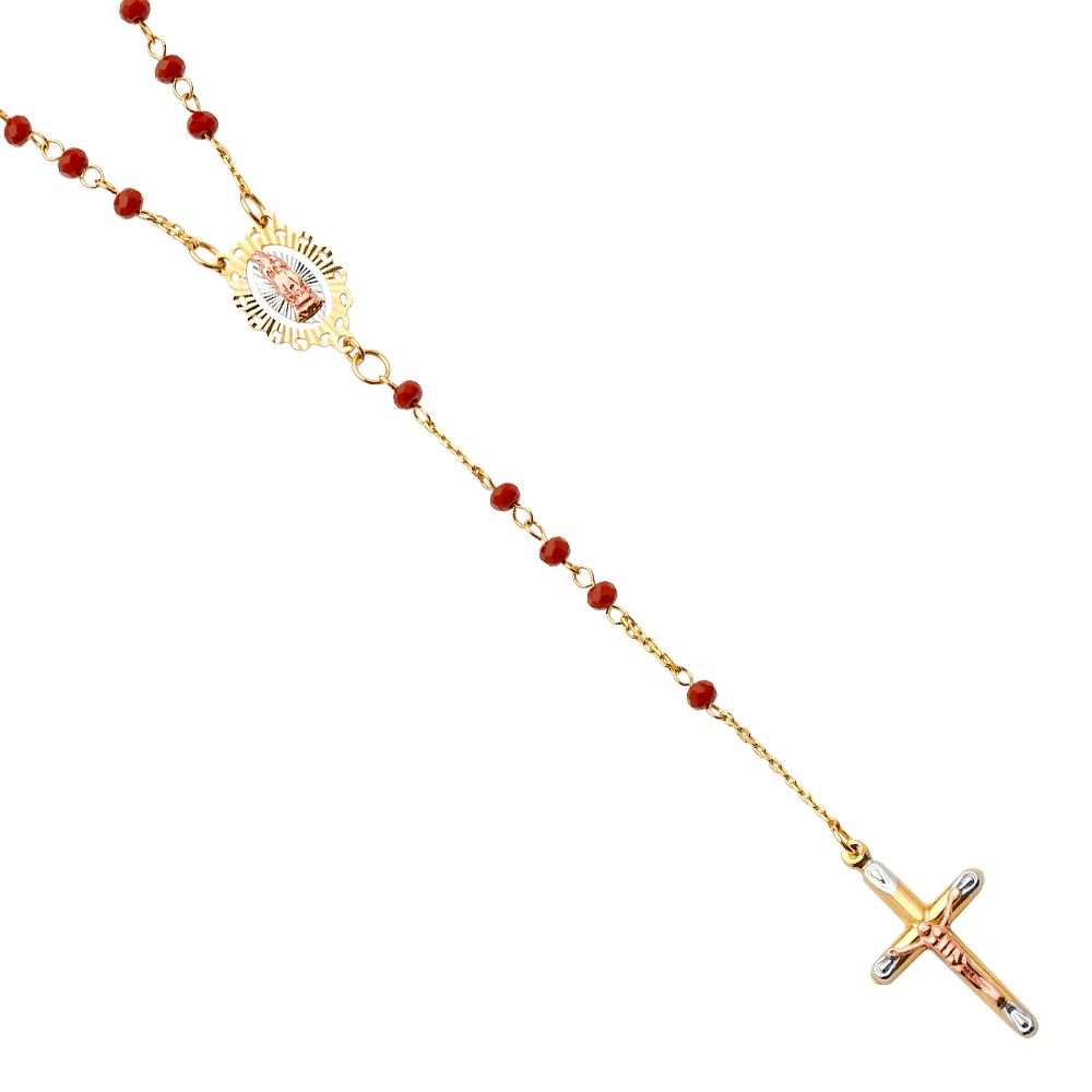 14K 3C Gem Stone Rosary Necklace