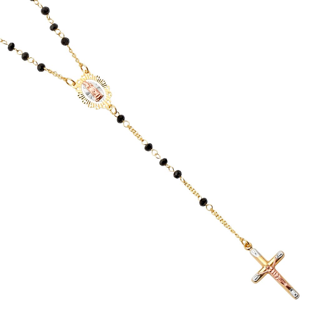 14K 3C Gem Stone Rosary Necklace