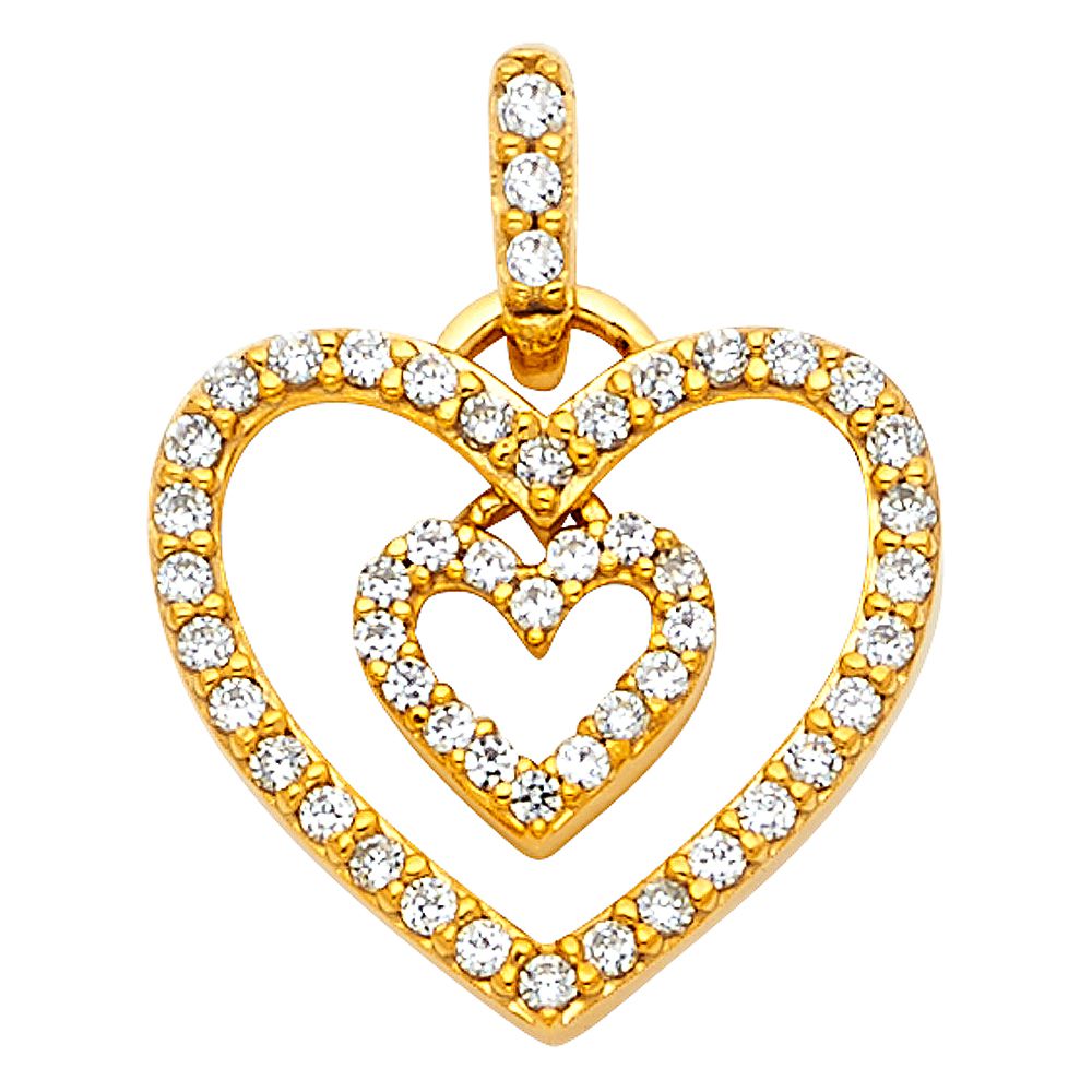 14KY CZ Heart Pendant