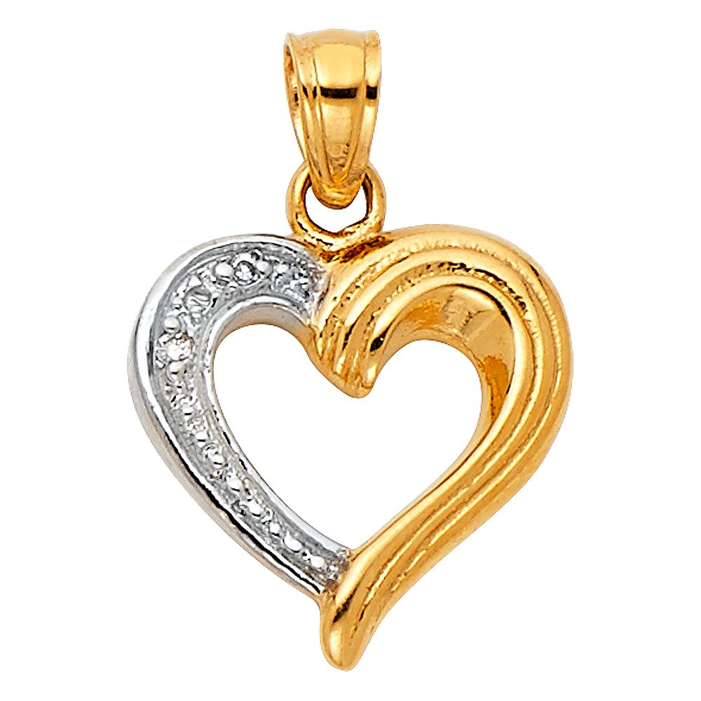 14K 2T Heart Pendant