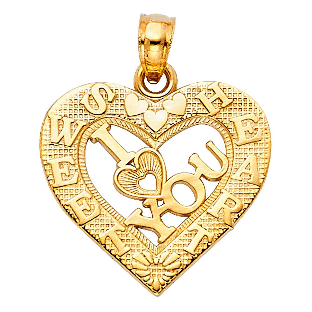 14KY I Love You Heart Pendant