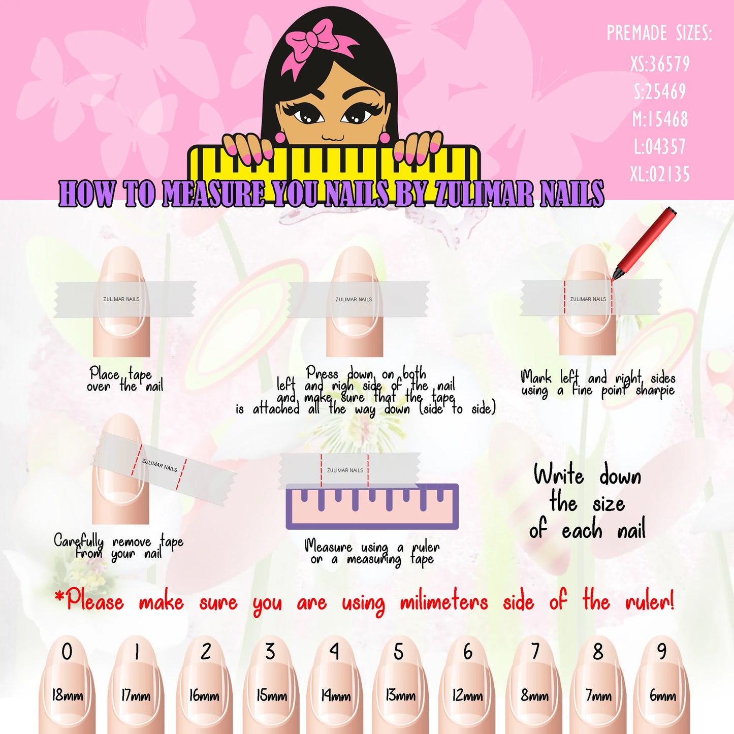 Press on Nails Sizing Kit